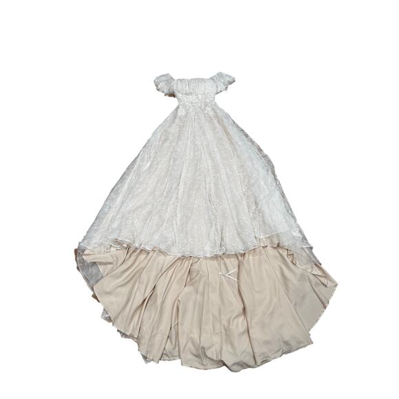 Theia Imelda off-the-shoulder embellished Chantilly Ivory lace bridal gown sz O - Picture 15 of 16